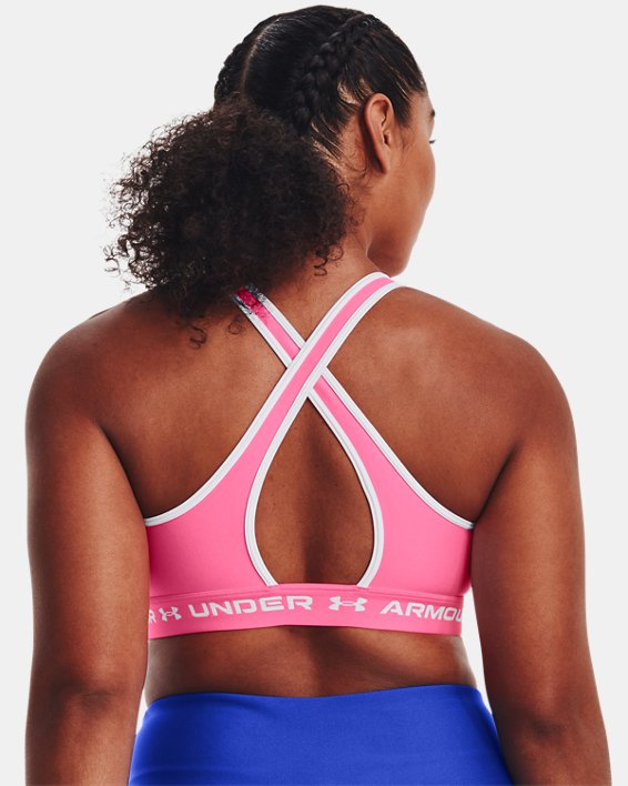 Women's Armour® Mid Crossback Sports Bra, Pink, pdpMainDesktop image number 5